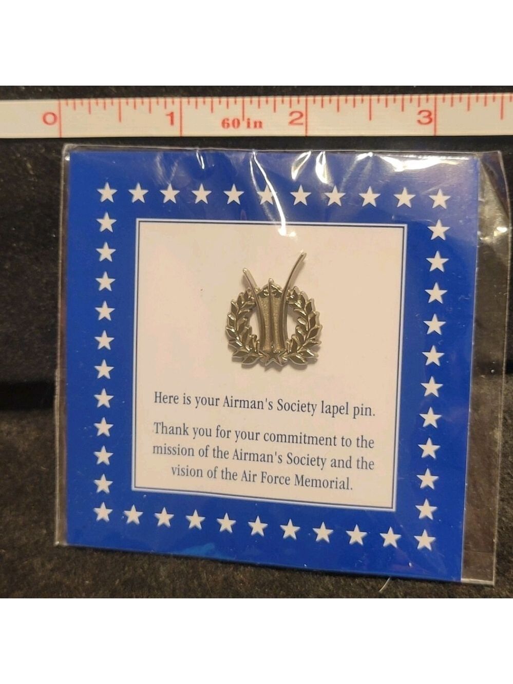 NWT Airman's Society Air Force Memorial Lapel pin sealed US silver tone - Picture 3 of 3
